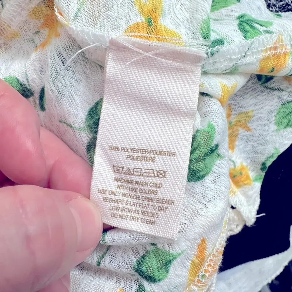 Free people ditsy floral yellow crochet detail high low tank top XS - Picture 5 of 5